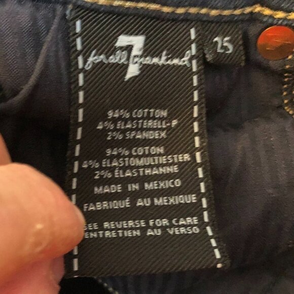 7 For All Mankind Women's Jeans Size 25 Skinny Fit Dark Wash Stretch Cotton Blen - Picture 3 of 13